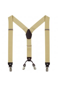 Men's Yellow Elastic Webbing Leather Suspender