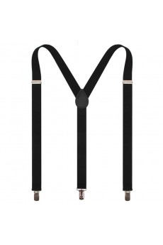 Men's Black Elastic Webbing Leather Suspender