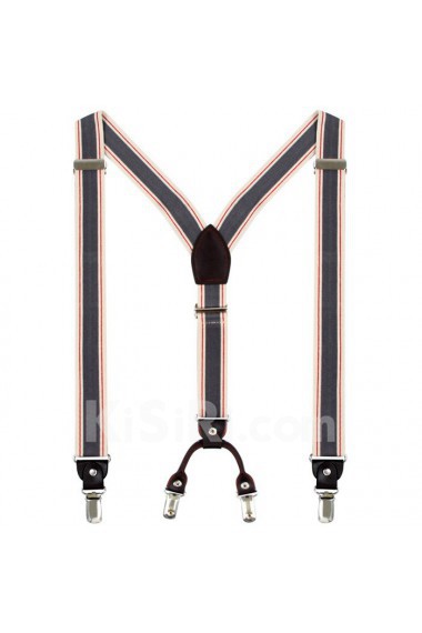 Men's Khaki Elastic Webbing Leather Suspender