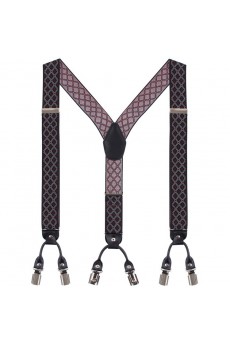 Men's Red Elastic Webbing Leather Suspender