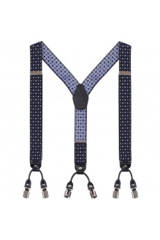 Men's Blue Elastic Webbing Leather Suspender