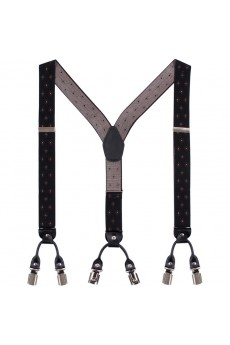 Men's Black Elastic Webbing Leather Suspender 