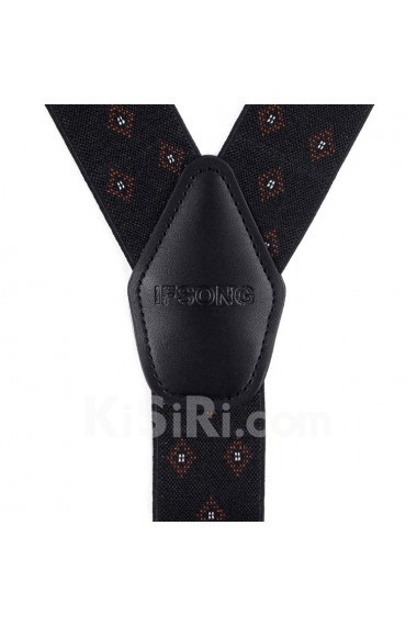 Men's Black Elastic Webbing Leather Suspender 