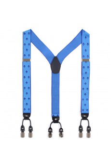 Men's Blue Elastic Webbing Leather Suspender