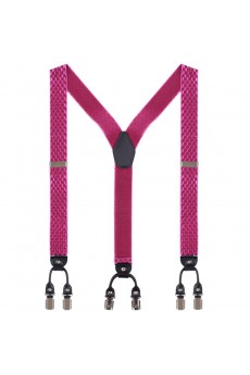 Men's Rose-carmine Elastic Webbing Leather Suspender