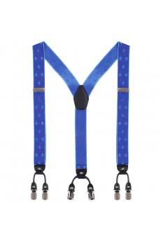 Men's Blue Elastic Webbing Leather Suspender