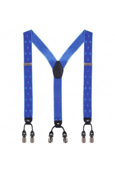 Men's Blue Elastic Webbing Leather Suspender