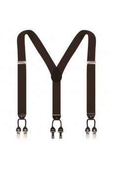 Men's Coffee Elastic Webbing Leather Suspender