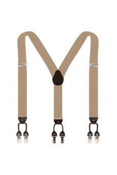 Men's Khaki Elastic Webbing Leather Suspender