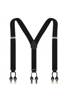 Men's Black Elastic Webbing Leather Suspender