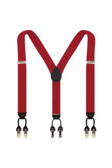 Men's Red Elastic Webbing Leather Suspender