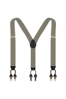 Men's Gray Elastic Webbing Leather Suspender