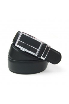 Men's Black Leather Metal Belt  