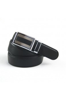 Men's Black Leather Metal Belt  