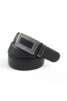 Men's Black Leather Metal Belt  