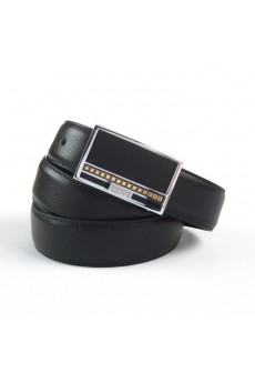 Men's Black Leather Metal Belt  