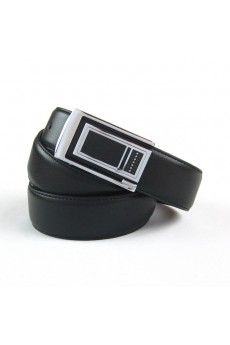 Men's Black Leather Metal Belt  