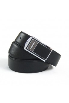 Men's Black Leather Metal Belt  