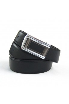 Men's Black Leather Metal Belt  