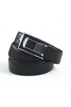 Men's Black Leather Metal Belt  