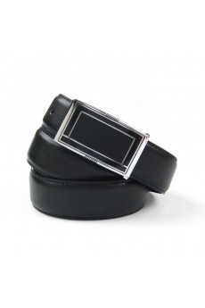 Men's Black Leather Metal Belt  