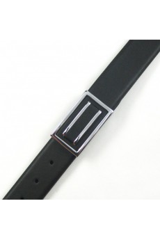 Men's Black Leather Metal Belt  