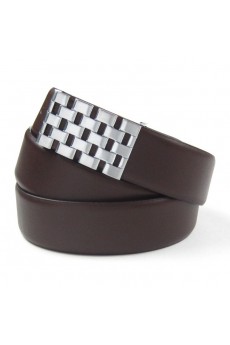 Men's Brown Leather Metal Belt  