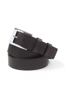 Men's Brown Leather Metal Belt  