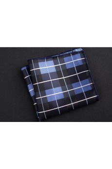 Blue Cotton-Microfiber Blended Pocket Square