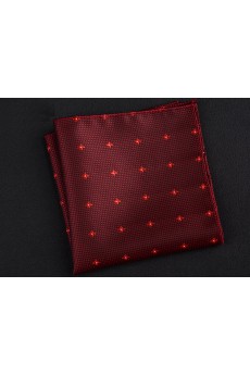 Red Cotton-Microfiber Blended Pocket Square