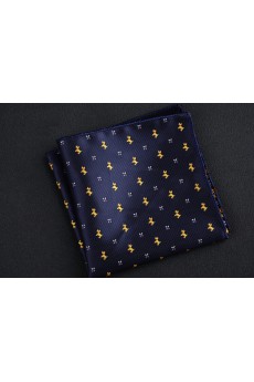 Blue Cotton-Microfiber Blended Pocket Square