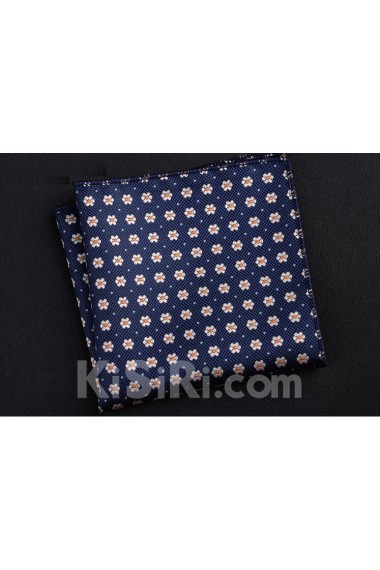 Blue Cotton-Microfiber Blended Pocket Square