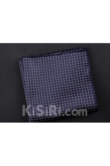 Blue Cotton-Microfiber Blended Pocket Square