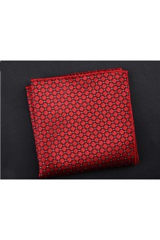 Red Cotton-Microfiber Blended Pocket Square