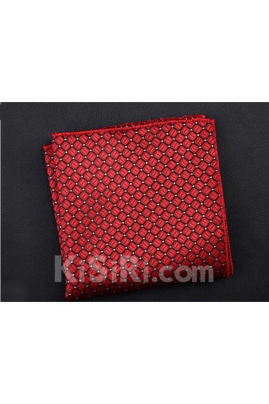 Red Cotton-Microfiber Blended Pocket Square
