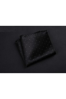 Black Cotton-Microfiber Blended Pocket Square