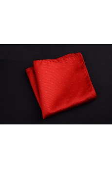 Red Cotton-Microfiber Blended Pocket Square