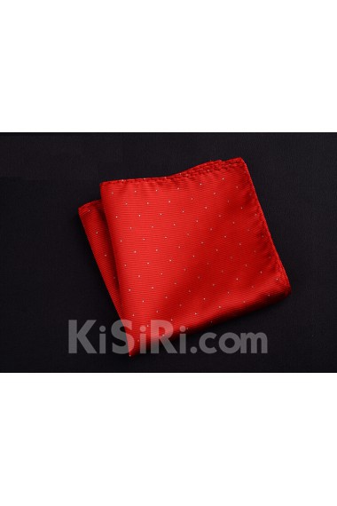 Red Cotton-Microfiber Blended Pocket Square
