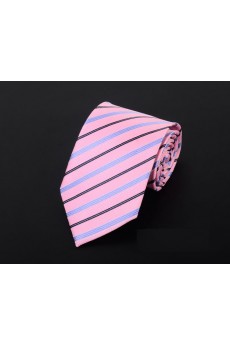 Pink Striped Microfiber Necktie