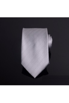 Gray Striped Microfiber Necktie