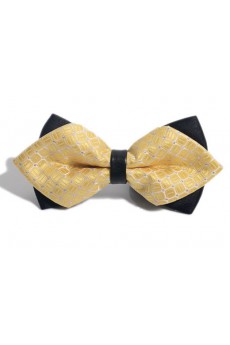Yellow Checkered Microfiber Bow Tie