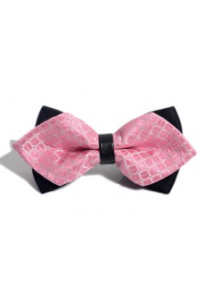 Pink Checkered Microfiber Bow Tie