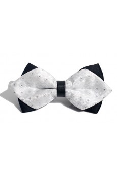 White Checkered Microfiber Bow Tie