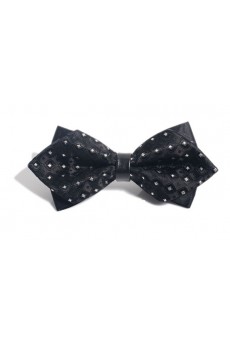 Black Polka Dot Microfiber Bow Tie