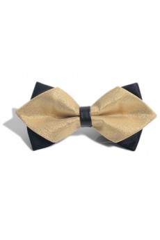 Beige Solid Microfiber Bow Tie