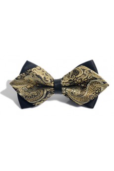 Gold Floral Microfiber Bow Tie