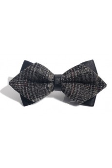 Gray Striped Microfiber Bow Tie