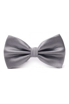 Gray Solid Microfiber Bow Tie