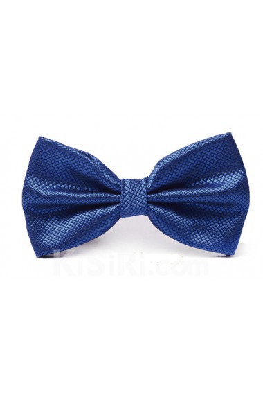 Blue Solid Microfiber Bow Tie