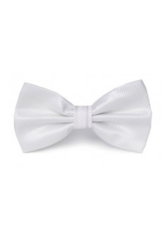 White Solid Microfiber Bow Tie